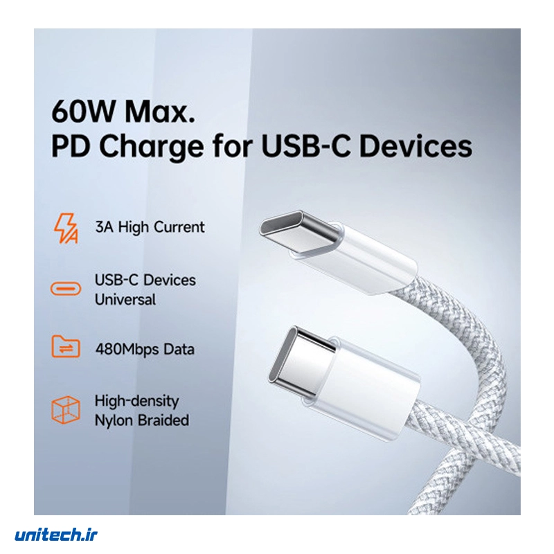 کابل دو سر تایپ سی فست شارژ 60 وات مک دودو CA569 طول 1 متر3